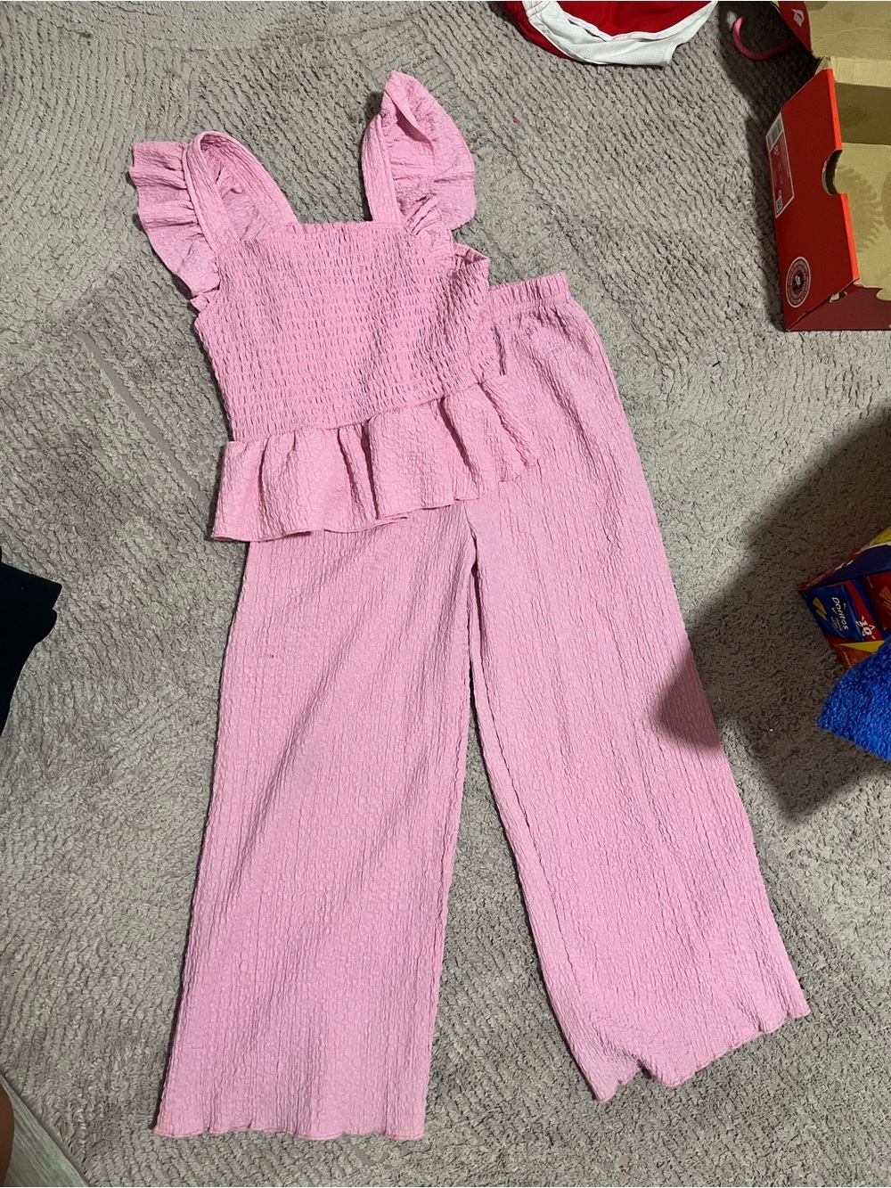 Pink Ruffled Two-Piece One-Piece Set for Kids sz 5
